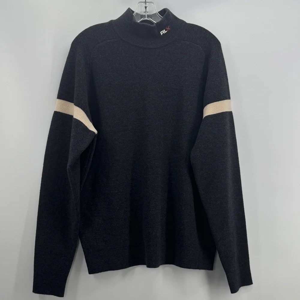 VTG POLO RALPH LAUREN SPORT RLX Technical Ski SWEATER, 100% Wool Dk Gray Large - Picture 2 of 11